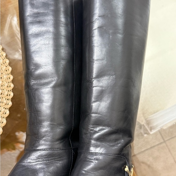 Vintage Etienne Aigner Women's Riding Black Leather Derby Boots Size M - Picture 10 of 14